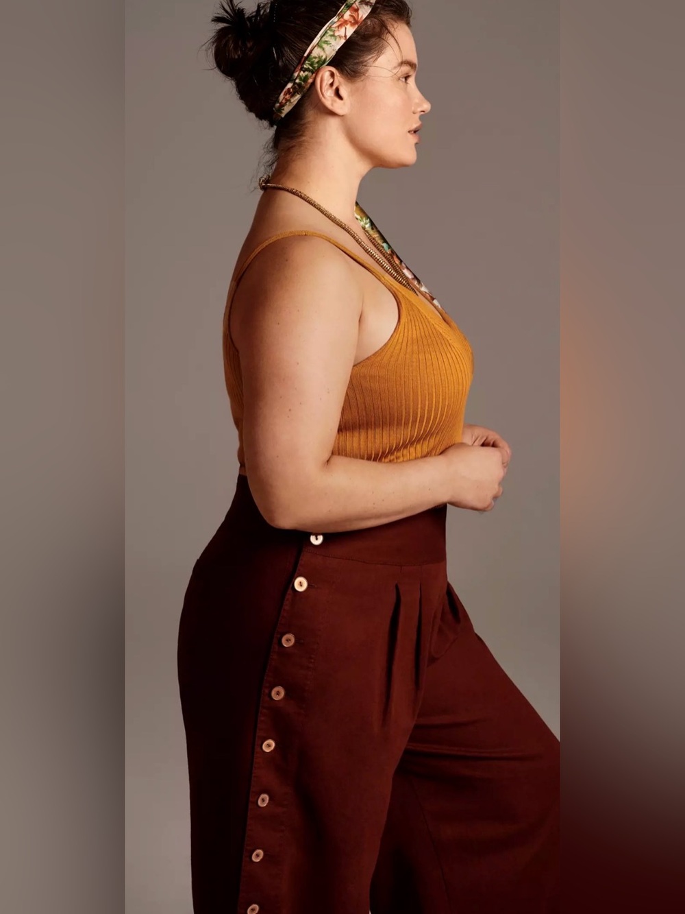 Anthropologie NWT Cotton/Linen blend Wide-Leg Cropped Pants in Rust